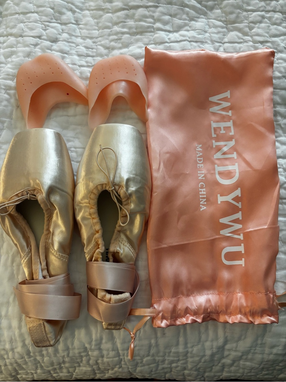 Wendy Wu Pink Satin Ballet Toe Shoes  with Accessories